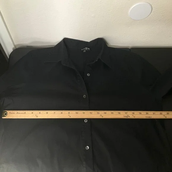 Lafayette 148 New York Womens Black Stretch Poplin Tunic Button Down Shirt Sz 10 - Picture 8 of 12
